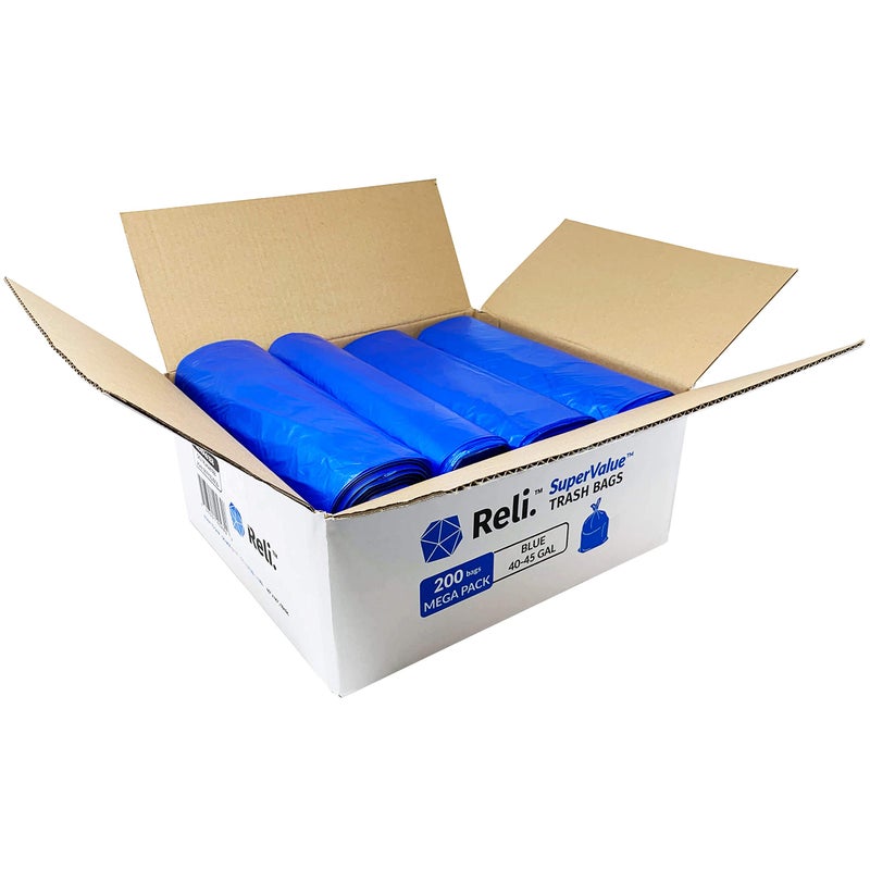 Reli. SuperValue 40-45 Gallon Recycling Bags | 200 Count | Blue Trash Bags | Made in the USA - Image 2